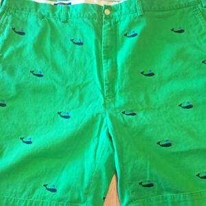 Green Shorts with Whale Pattern